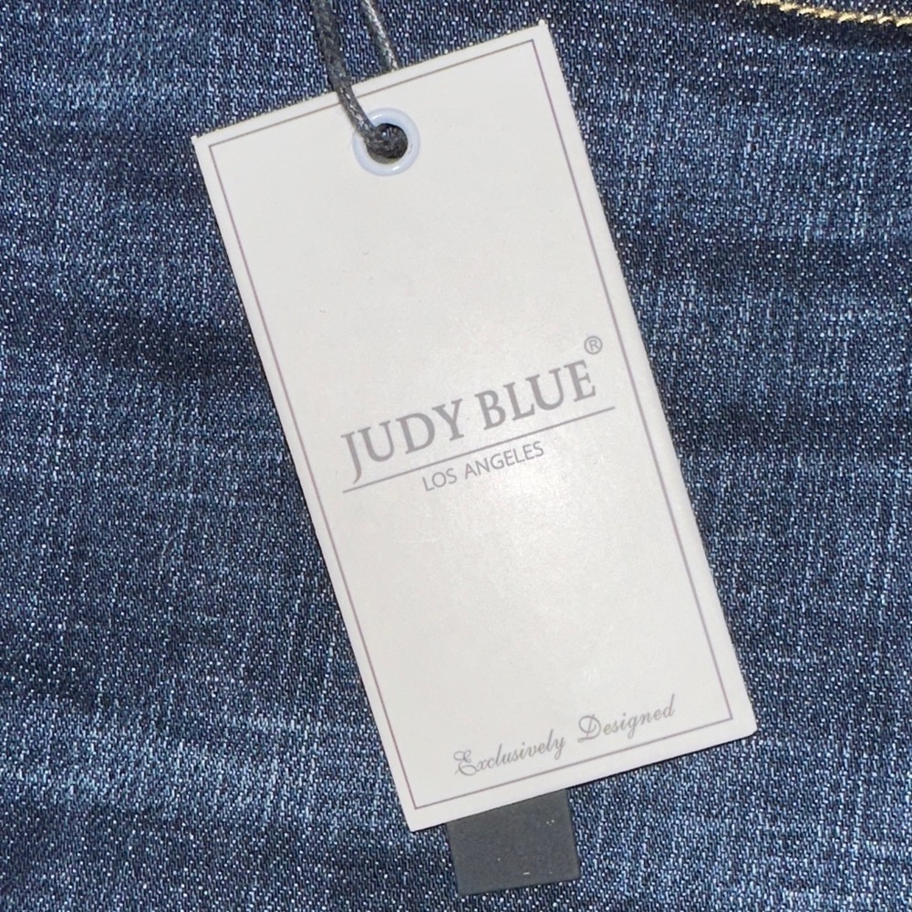 Judy Blue Dark Indigo Skinny Jeans -High Rise Raw Hem - Picture 3 of 7